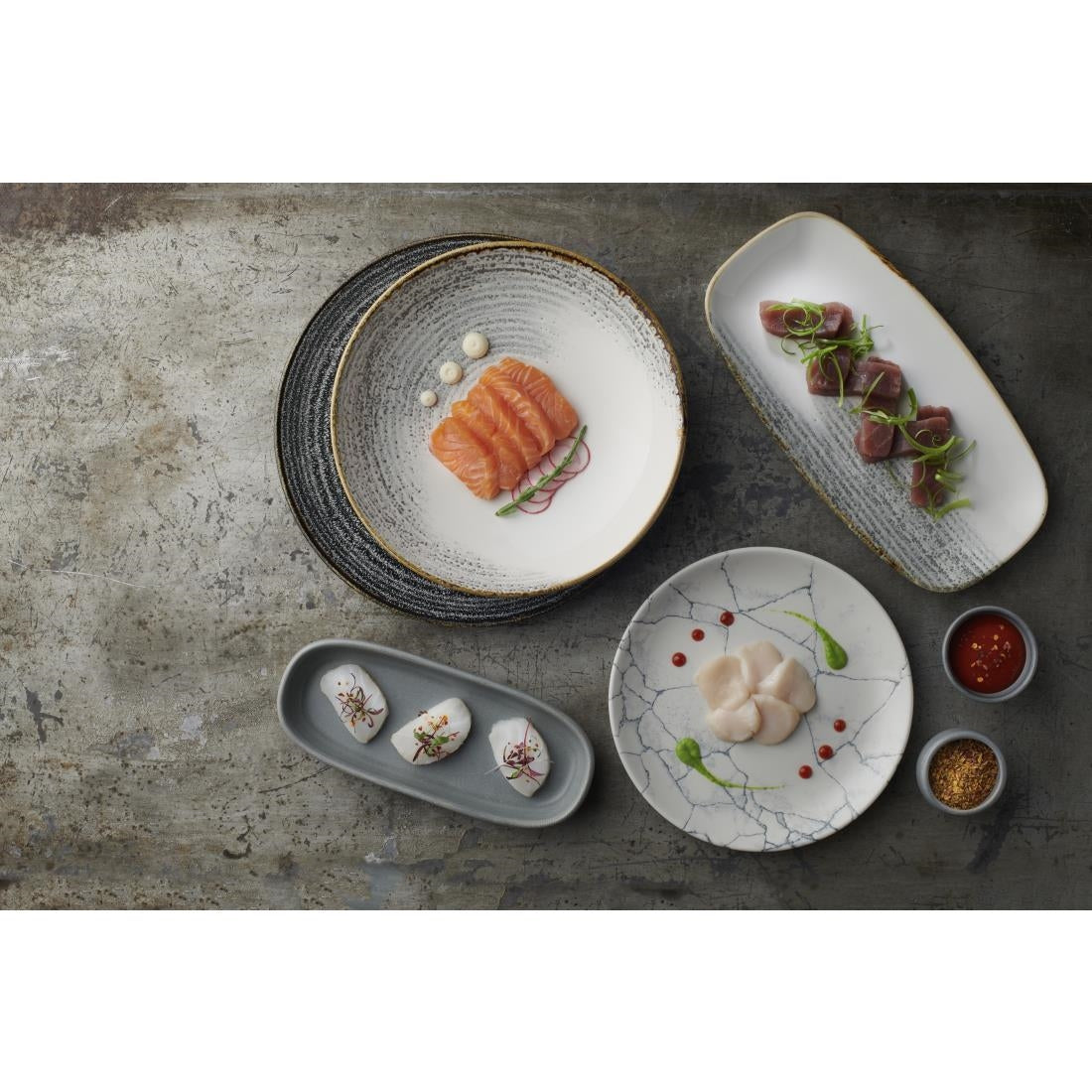 Churchill Studio Prints Homespun Accents Jasper Coupe Bowls Grey 182mm (12 Pack)