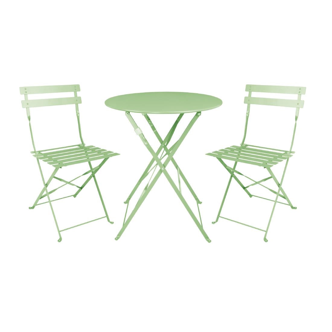 Bolero Perth Light Green Pavement Style Steel Folding Chairs (2 Pack)