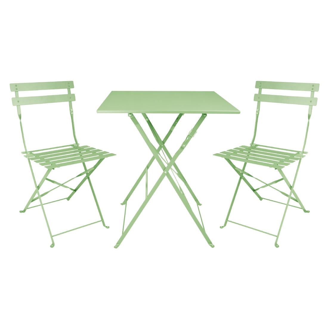 Bolero Perth Light Green Pavement Style Steel Folding Chairs (2 Pack)