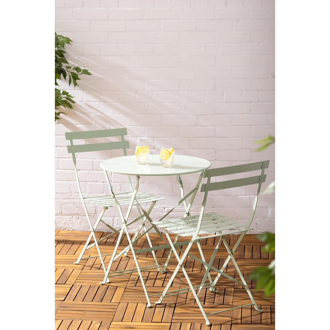 Bolero Perth Light Green Pavement Style Steel Table Round 600mm