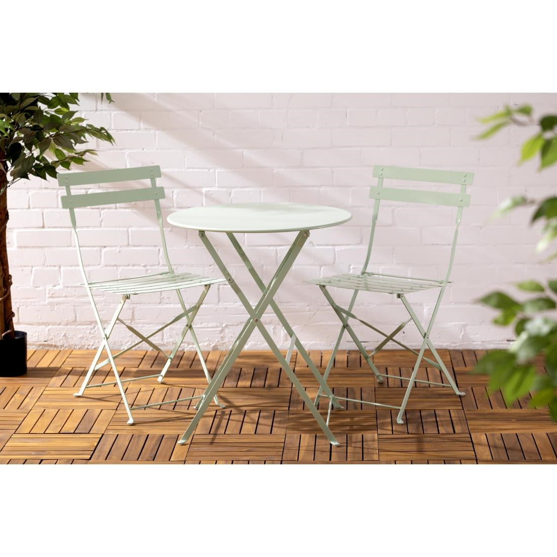 Bolero Perth Light Green Pavement Style Steel Table Round 600mm