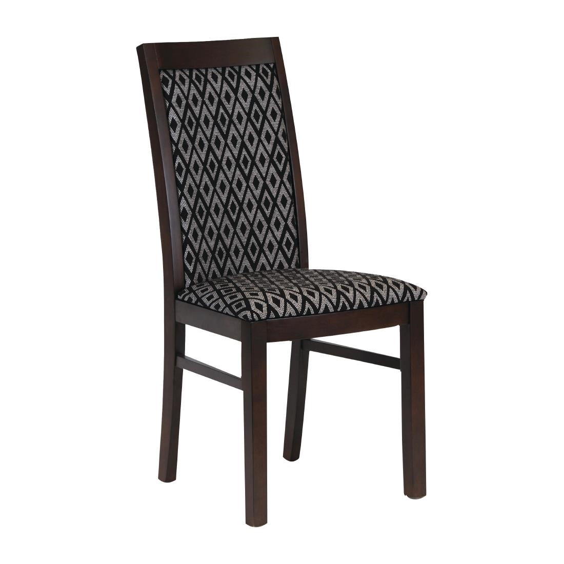 Brooklyn Walnut Dining Chair with Black Padded Seat and Back (2 Pack)