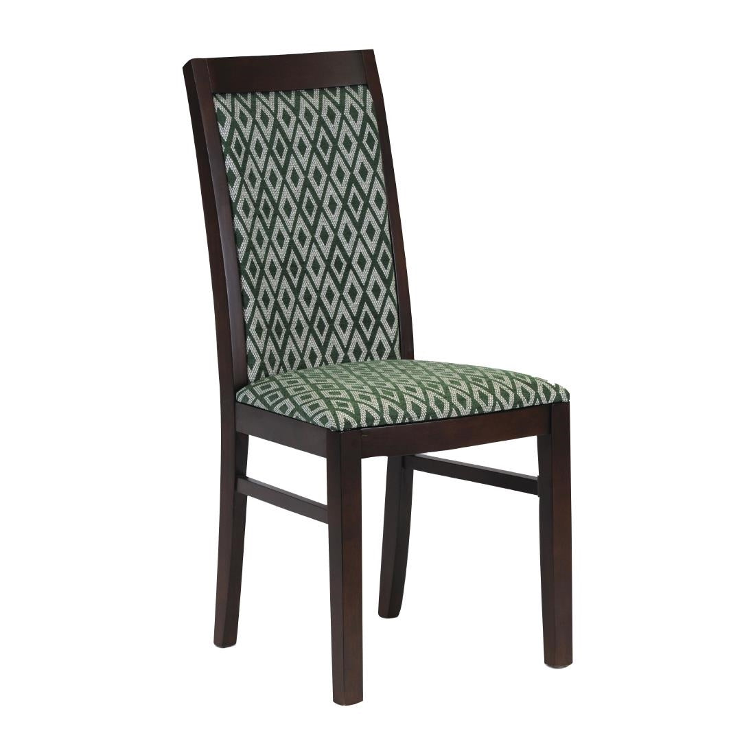 Brooklyn Walnut Dining Chair with Green Padded Seat and Back (2 Pack)