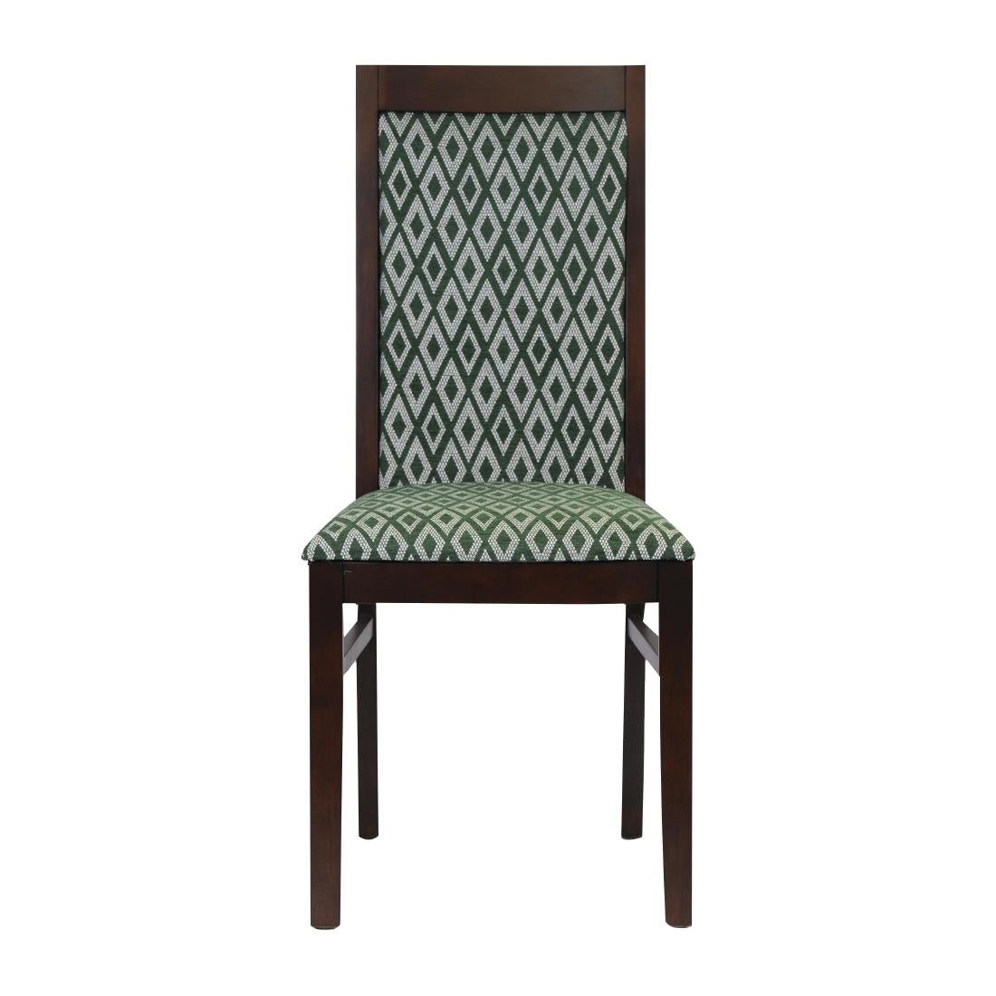 Brooklyn Walnut Dining Chair with Green Padded Seat and Back (2 Pack)