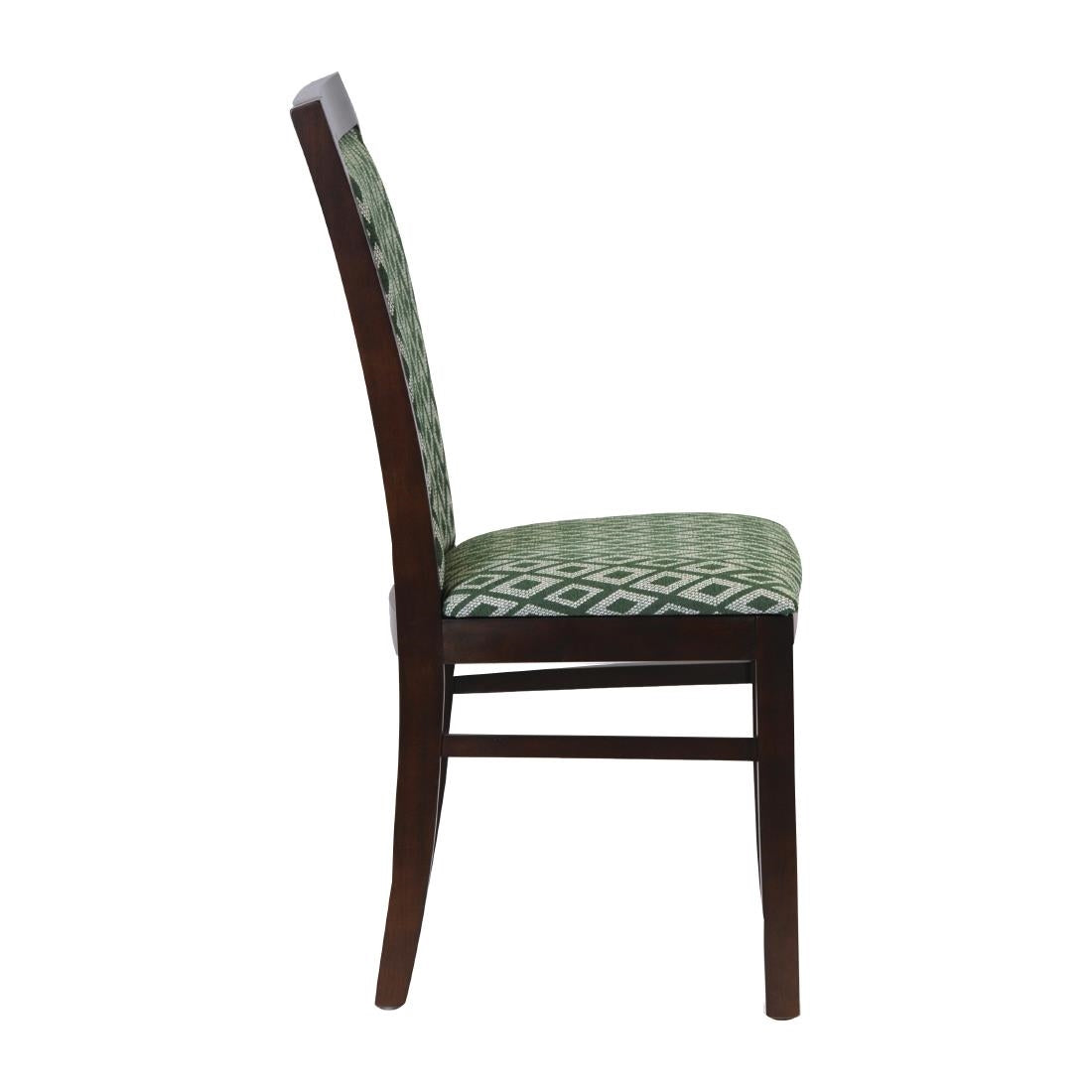 Brooklyn Walnut Dining Chair with Green Padded Seat and Back (2 Pack)