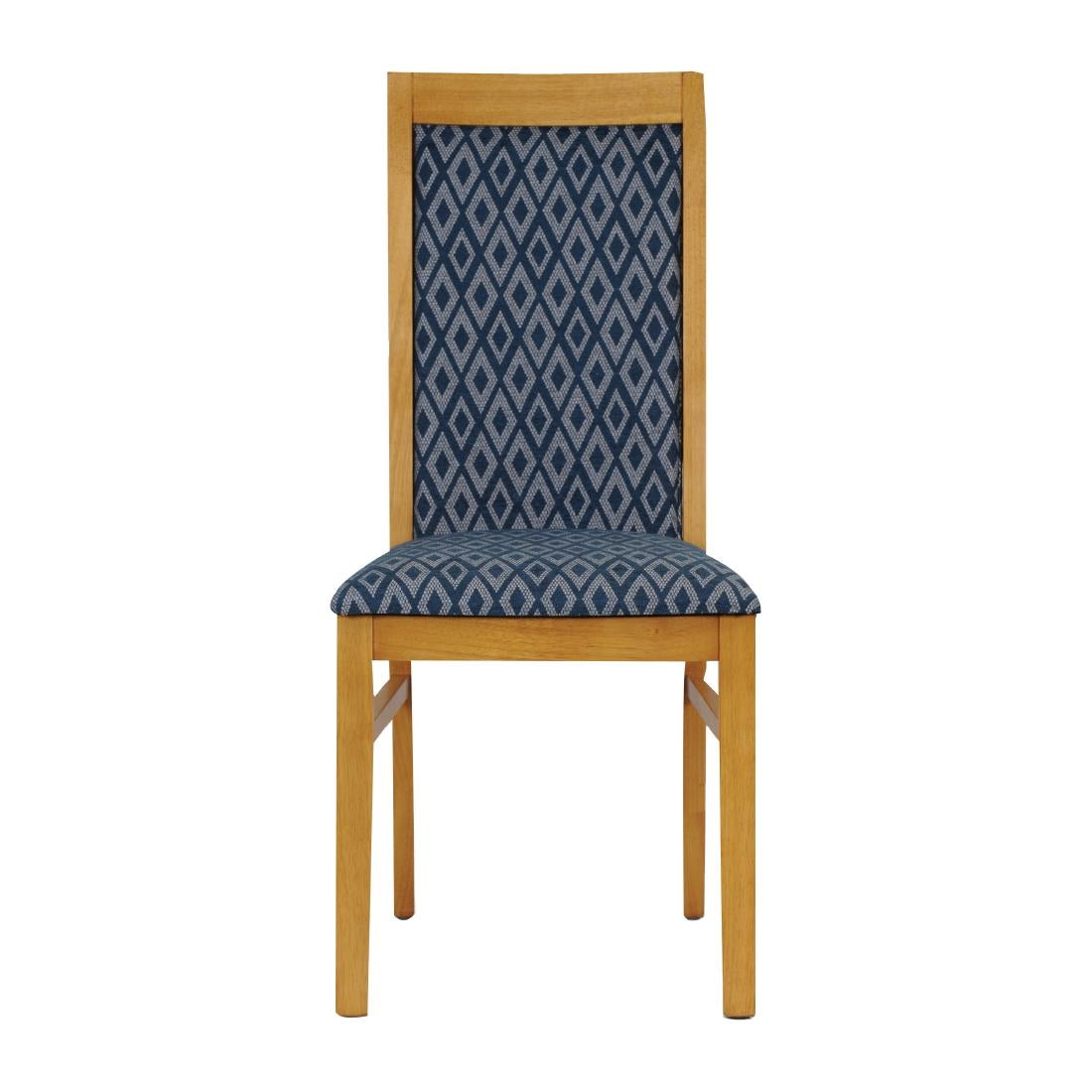 Brooklyn Padded Back Soft Oak Dining Chair with Blue Diamond Padded Seat and Back (2 Pack)