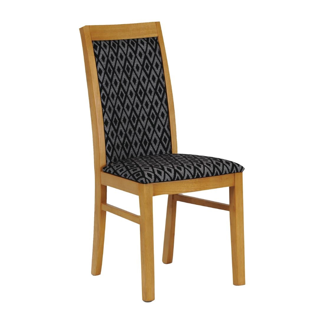 Brooklyn Oak Dining Chair with Black Padded Seat and Back (2 Pack)