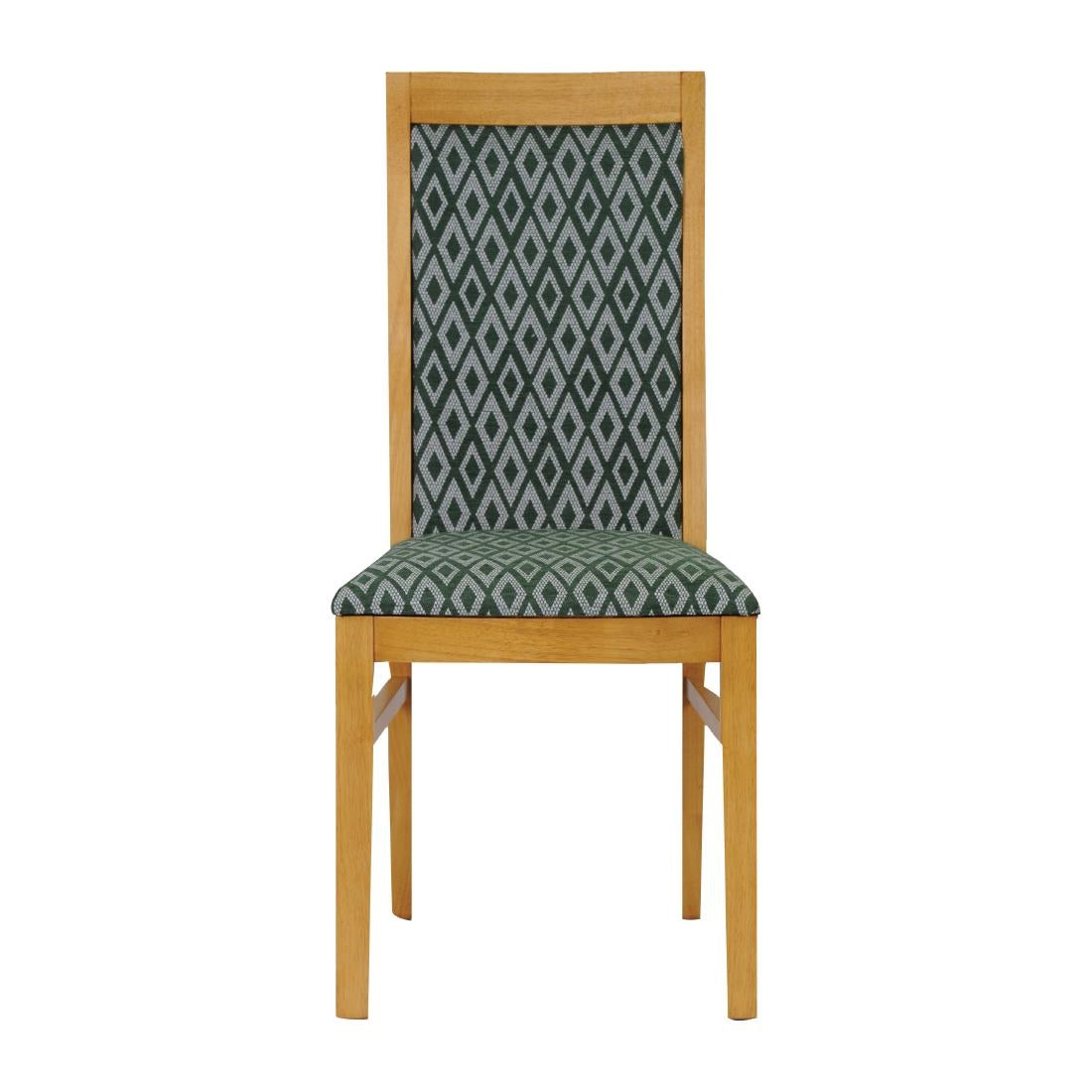 Brooklyn Padded Back Soft Oak Dining Chair with Green Diamond Padded Seat and Back (2 Pack)