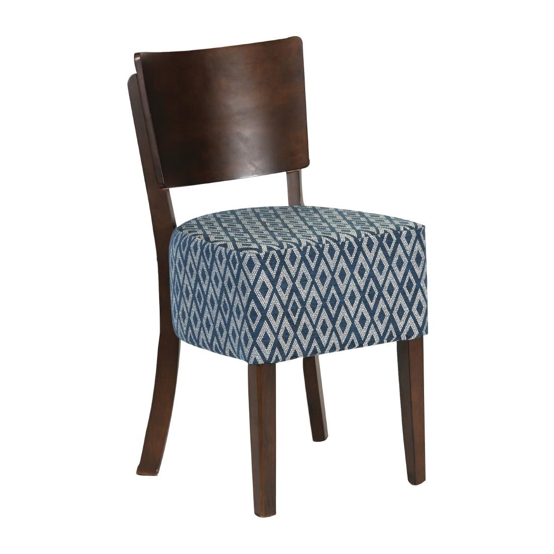 Asti Walnut Dining Chair with Blue Padded Seat and Back (2 Pack)