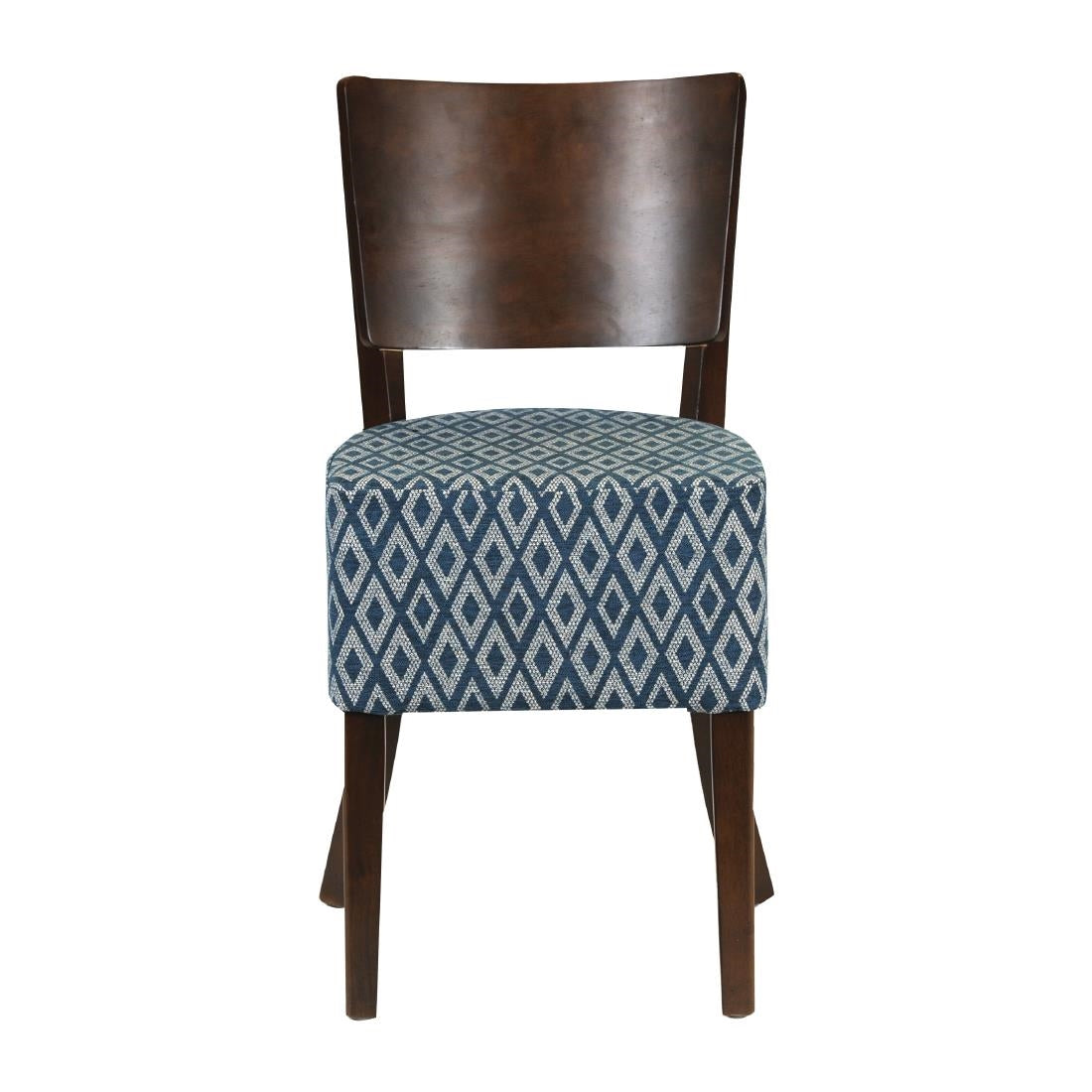 Asti Walnut Dining Chair with Blue Padded Seat and Back (2 Pack)