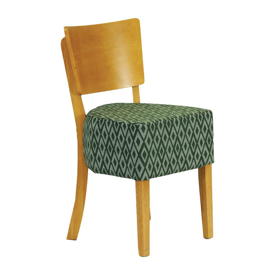 Asti Padded Soft Oak Dining Chair with Green Diamond Deep Padded Seat and Back (2 Pack)