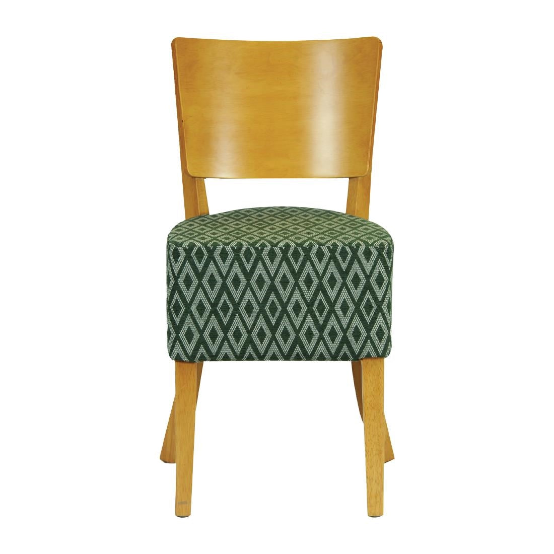 Asti Padded Soft Oak Dining Chair with Green Diamond Deep Padded Seat and Back (2 Pack)