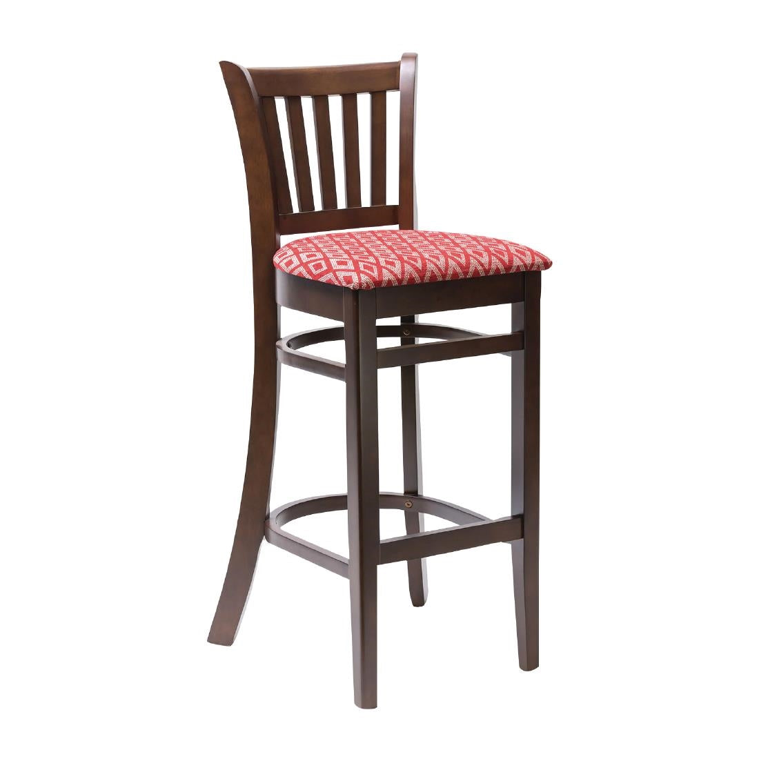 Manhattan Dark Walnut Bar Chair with Red Diamond Padded Seat