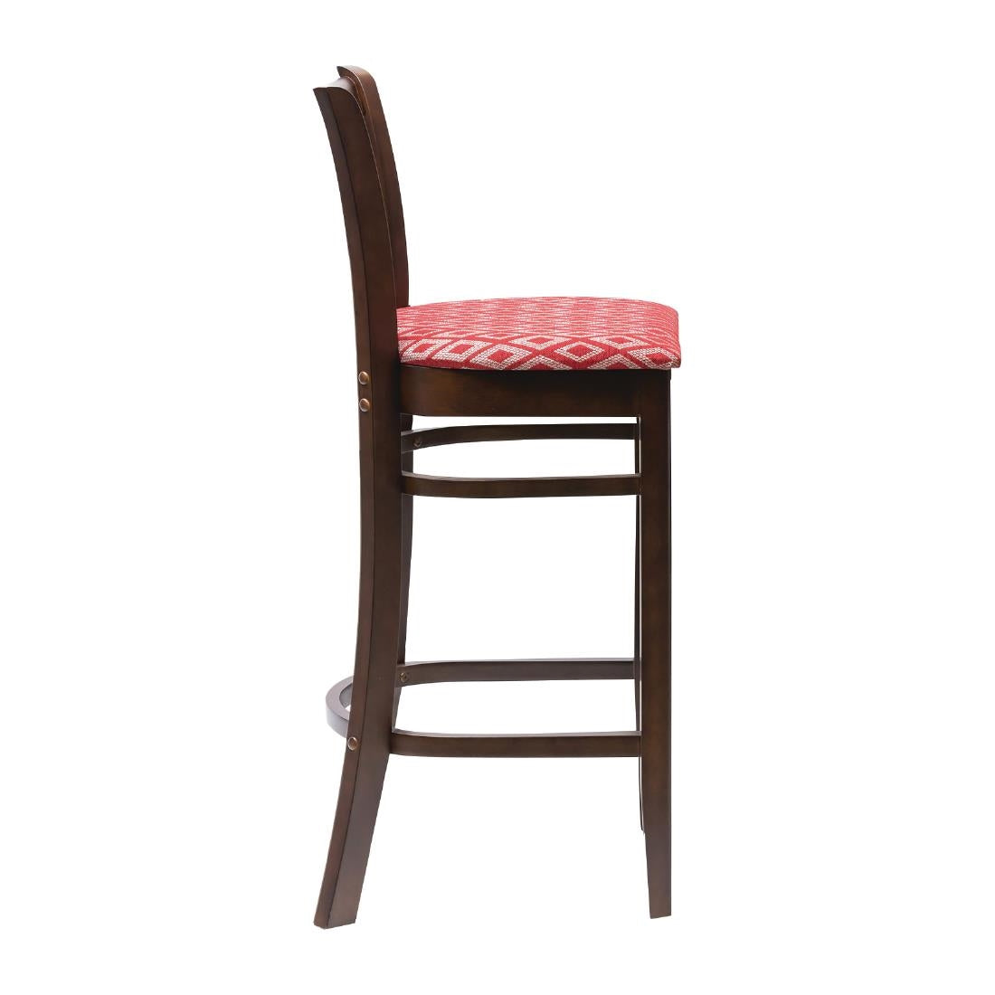 Manhattan Dark Walnut Bar Chair with Red Diamond Padded Seat