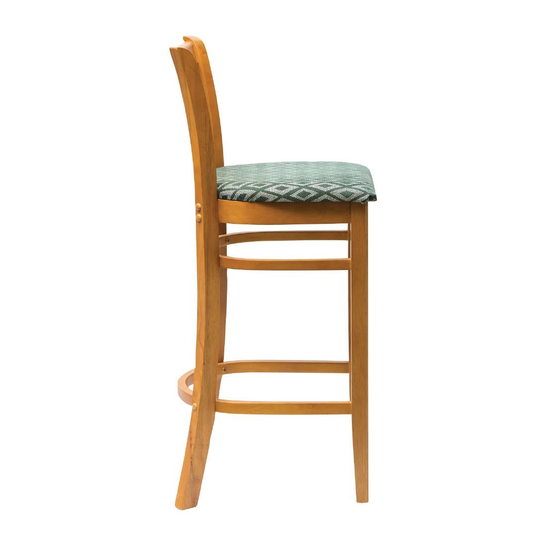 Manhattan Soft Oak Bar Chair with Green Diamond Padded Seat
