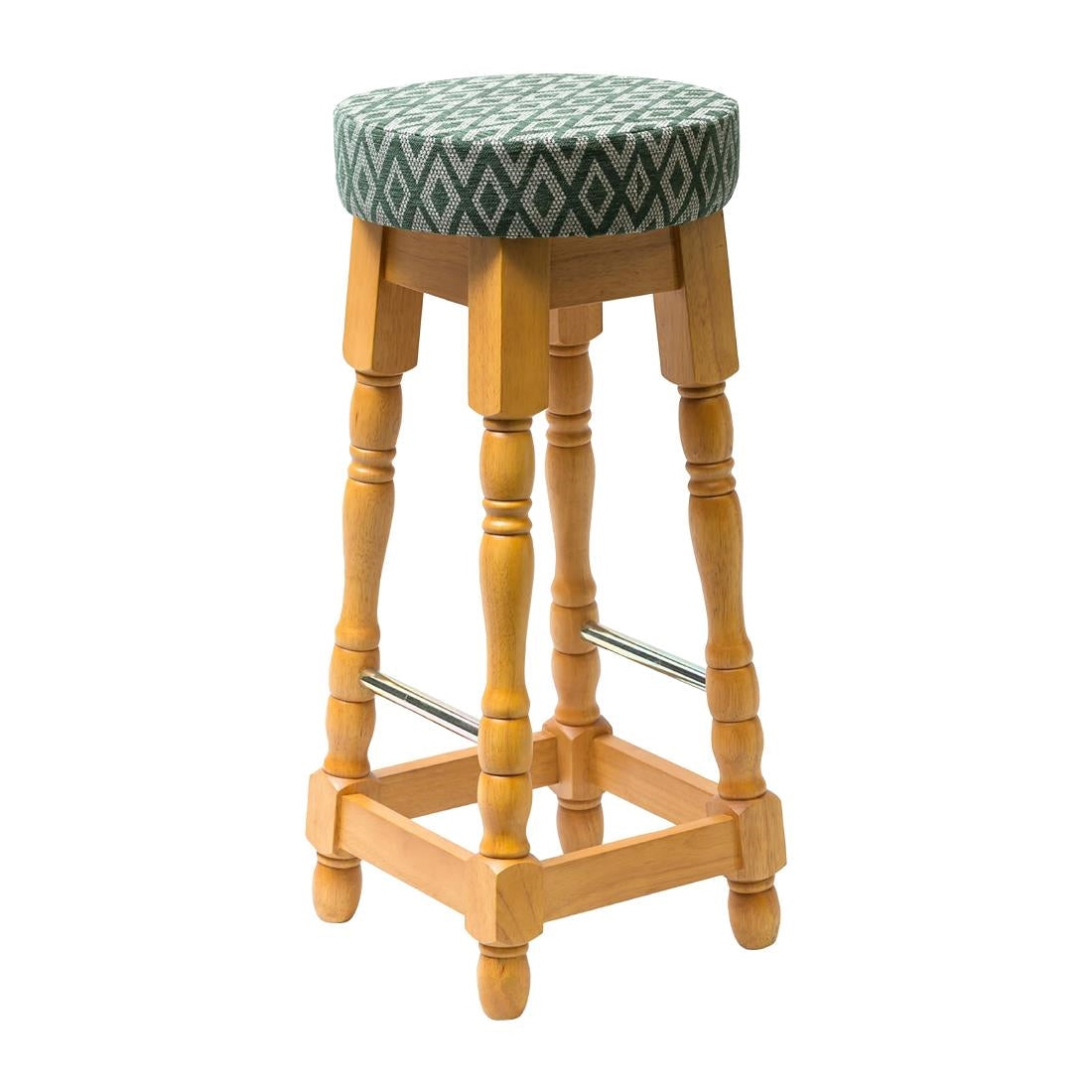 Classic Soft Oak High Bar Stool with Green Diamond Seat (2 Pack)