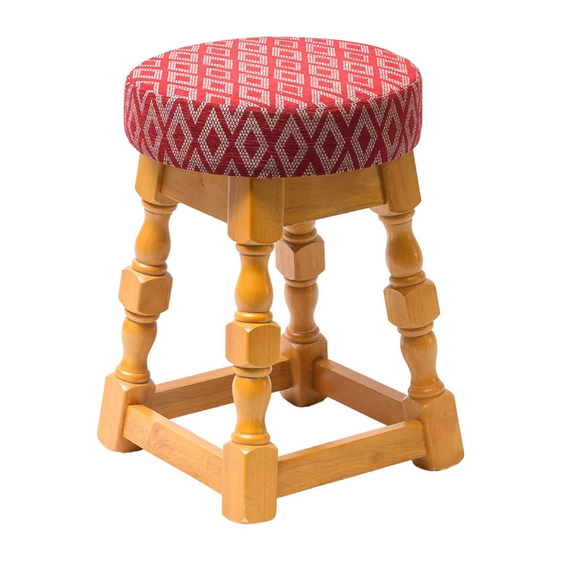 Classic Soft Oak Low Bar Stool with Red Diamond Seat (2 Pack)