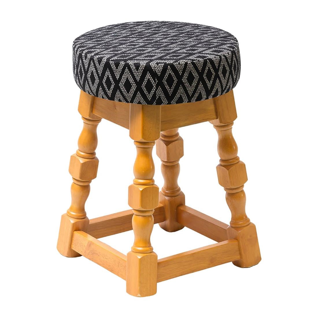 Classic Soft Oak Low Bar Stool with Black Diamond Seat (2 Pack)