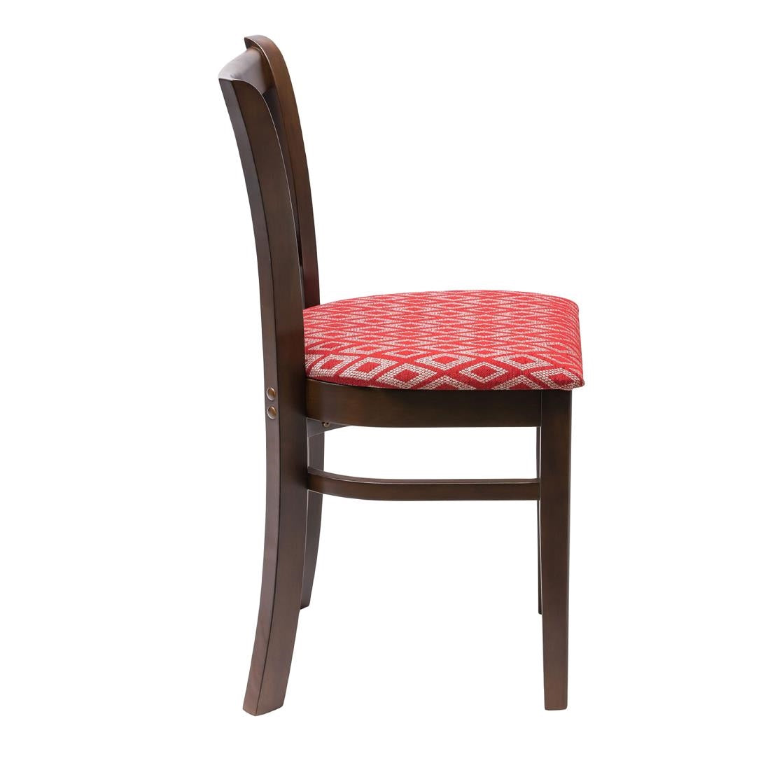 Manhattan Dark Walnut Dining Chair with Red Diamond Padded Seat (2 Pack)