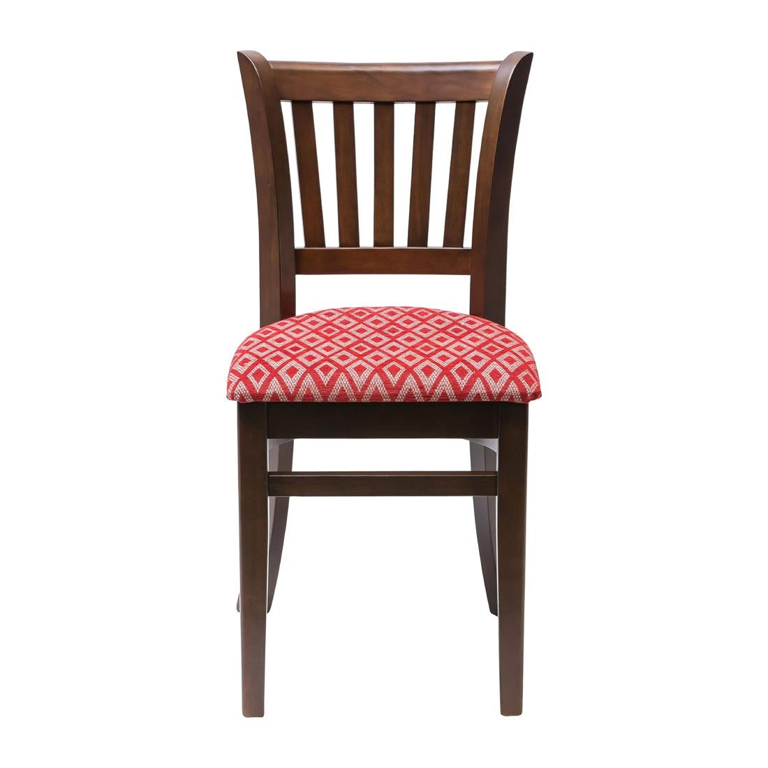 Manhattan Dark Walnut Dining Chair with Red Diamond Padded Seat (2 Pack)