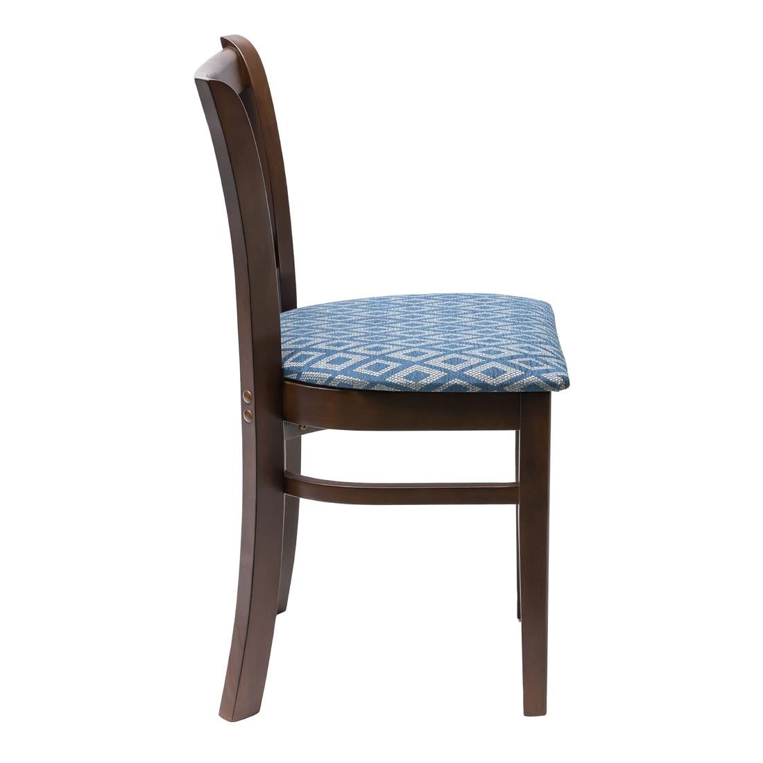 Manhattan Dark Walnut Dining Chair with Blue Diamond Padded Seat (2 Pack)