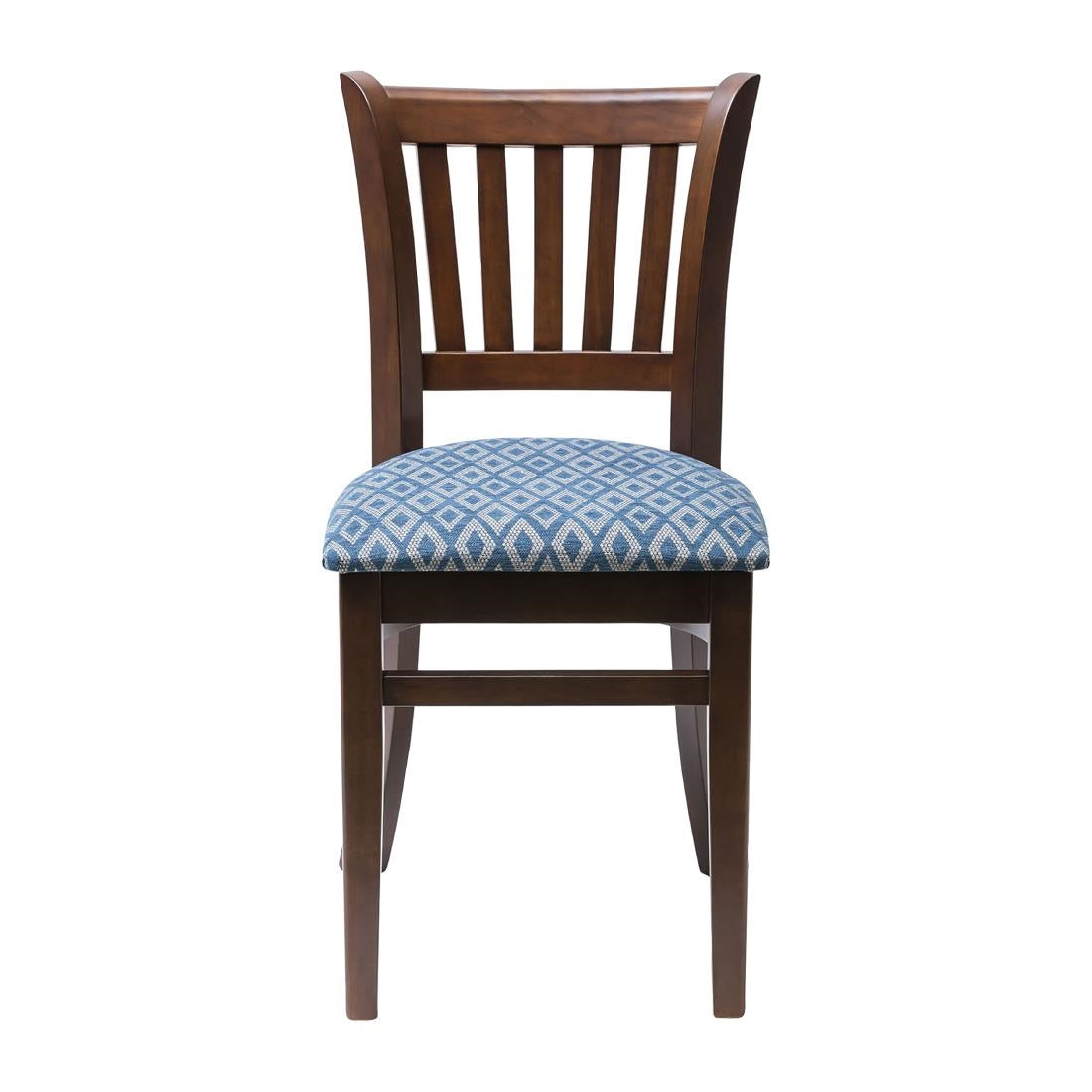 Manhattan Dark Walnut Dining Chair with Blue Diamond Padded Seat (2 Pack)