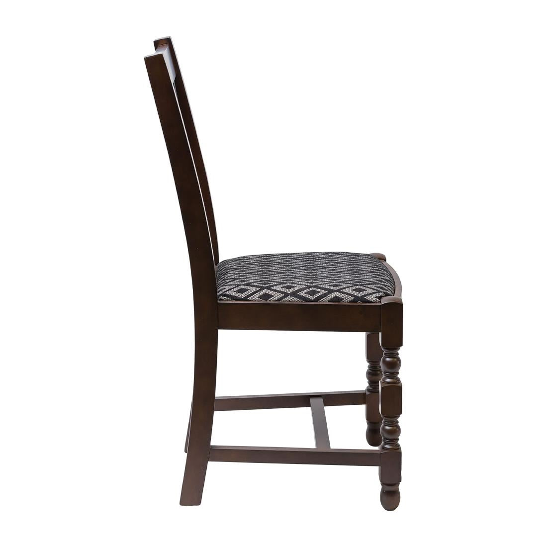 Mayfair Dark Wood Dining Chairs with Black Diamond Padded Seat (2 Pack)