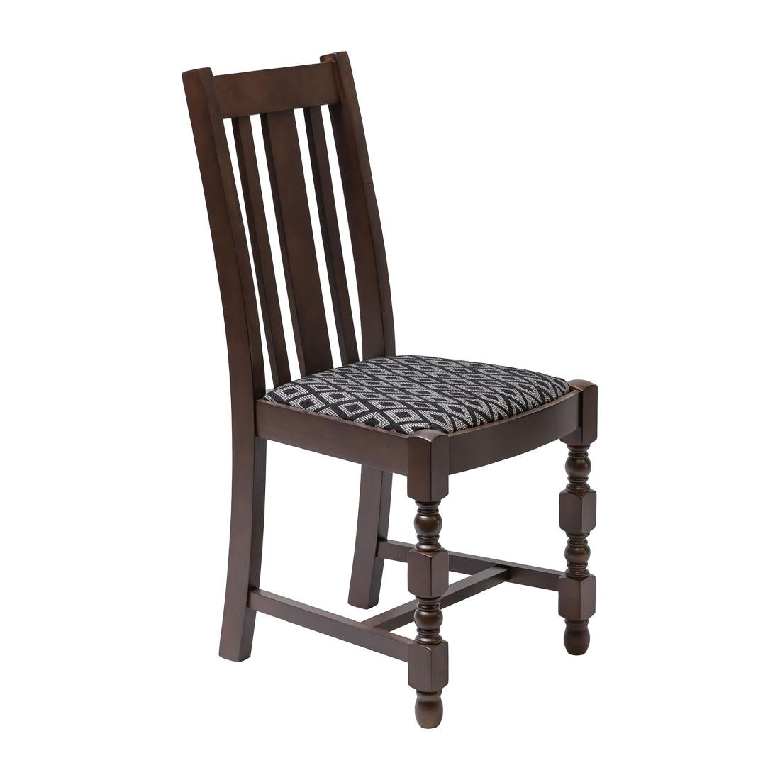 Mayfair Dark Wood Dining Chairs with Black Diamond Padded Seat (2 Pack)