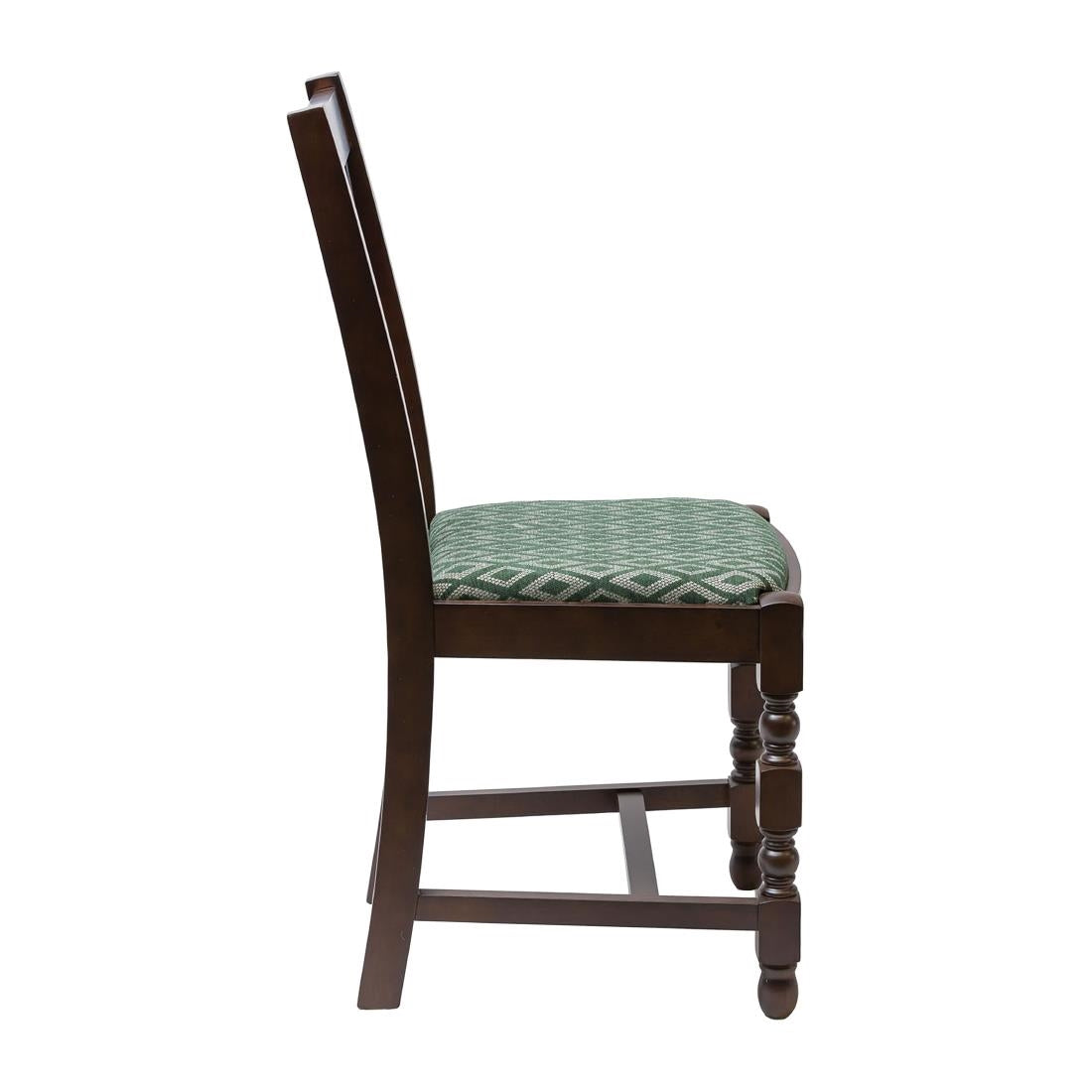 Mayfair Dark Wood Dining Chairs with Green Diamond Padded Seat (2 Pack)