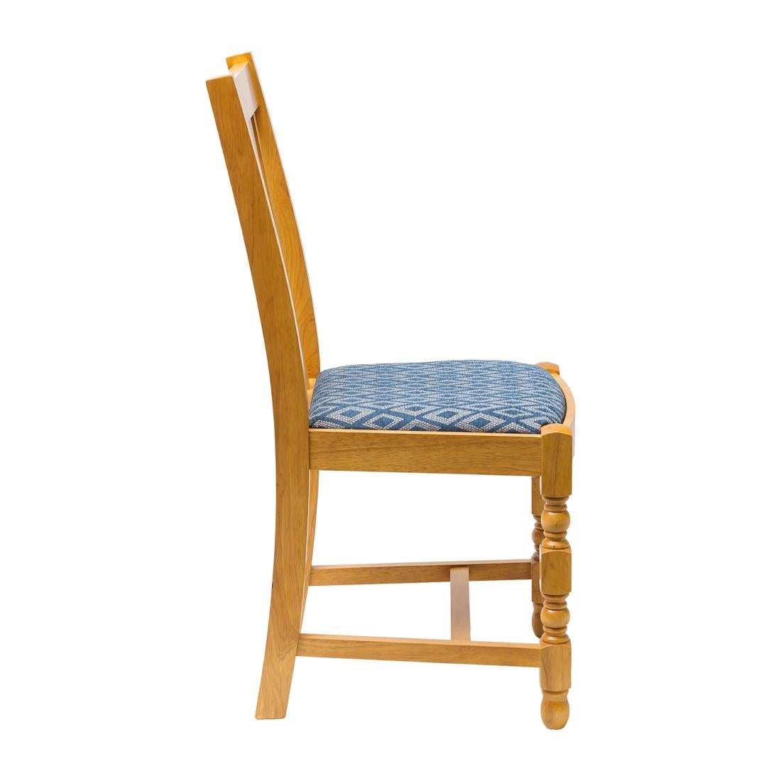 Mayfair Soft Oak Dining Chairs with Blue Diamond Padded Seat (2 Pack)