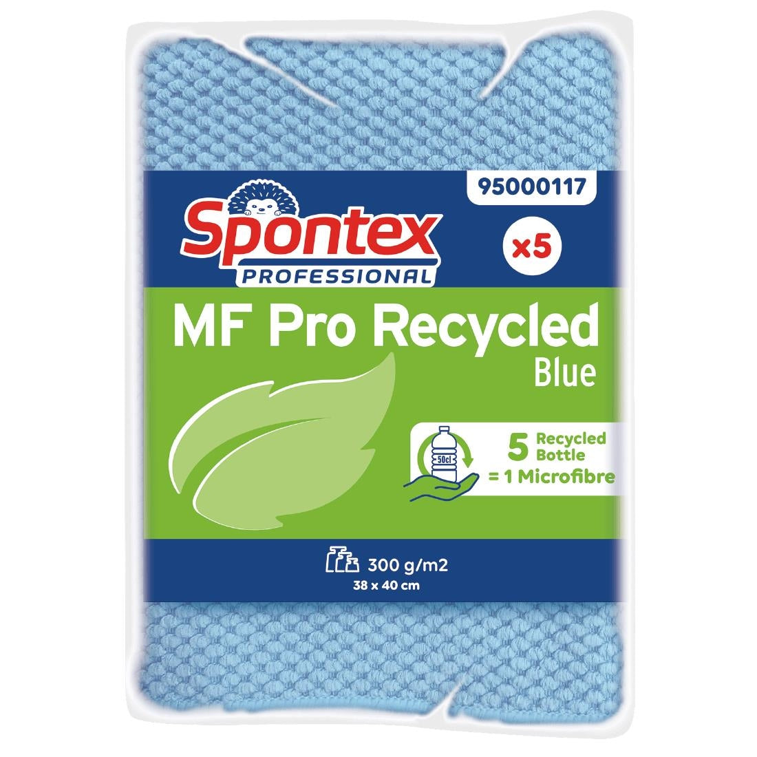 Spontex MF Pro Recycled Microfibre Cloth Blue (5 Pack)