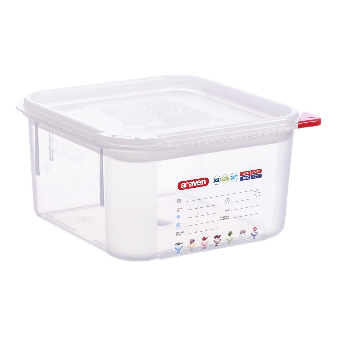 Araven Squared Transparent Polypropylene Container with Lid 2Ltr