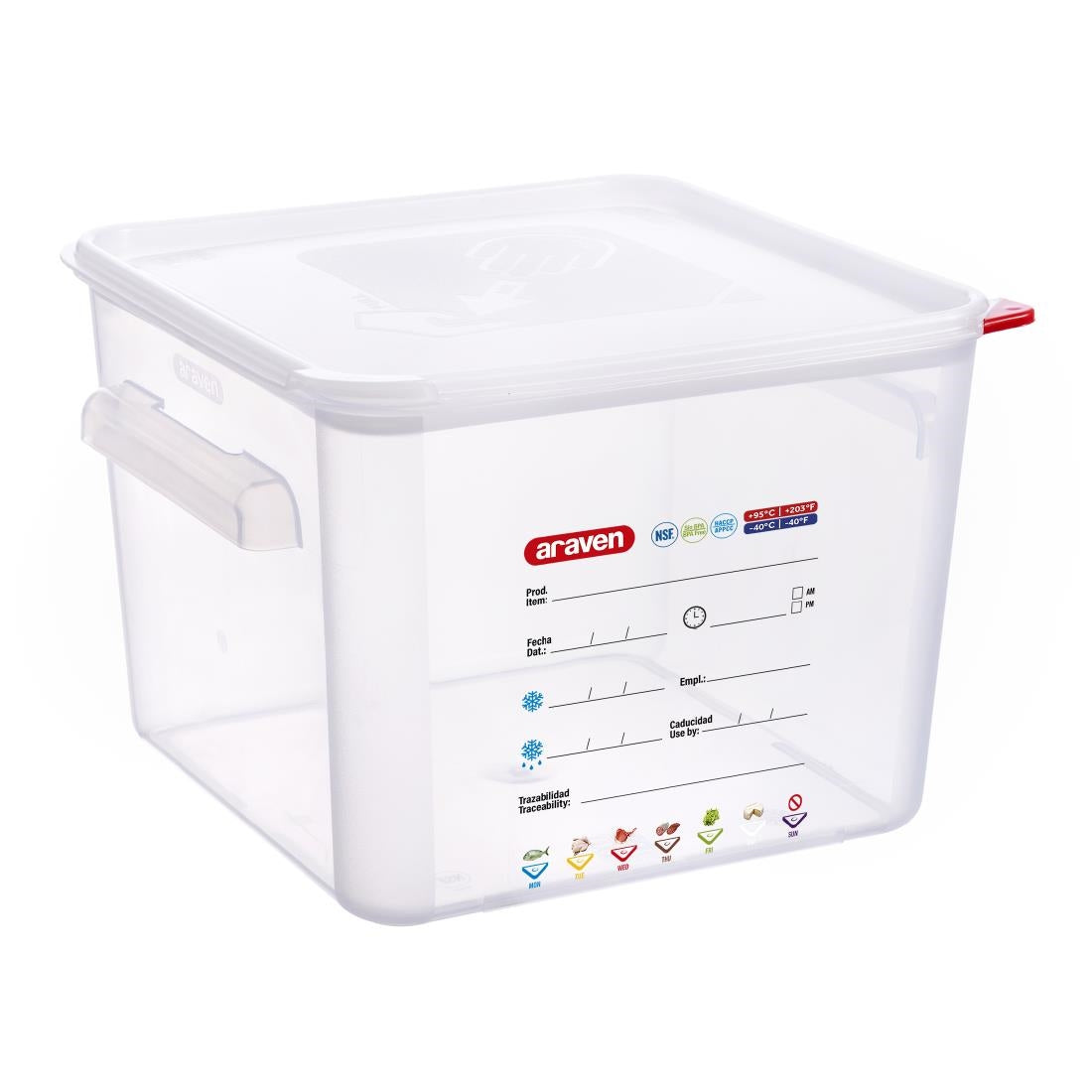Araven Squared Transparent Polypropylene Container with Lid 12Ltr