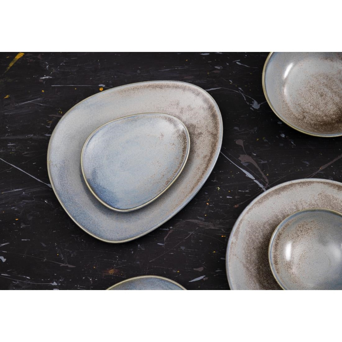 Olympia Ember Triangle Plates Blue 190mm (6 Pack)