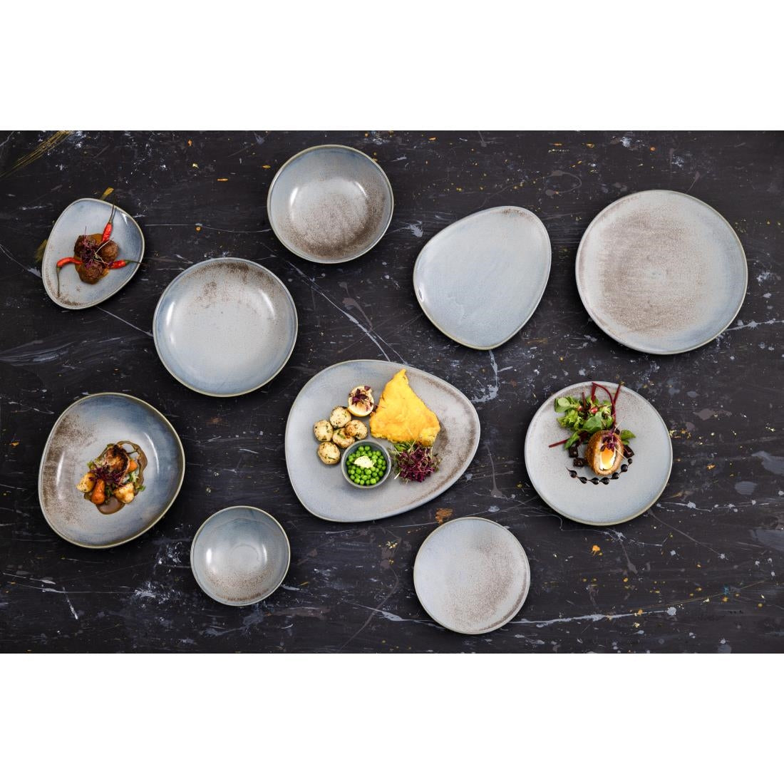 Olympia Ember Triangle Plates Blue 190mm (6 Pack)