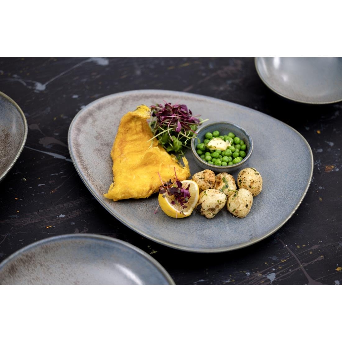 Olympia Ember Triangle Plates Blue 250mm (6 Pack)