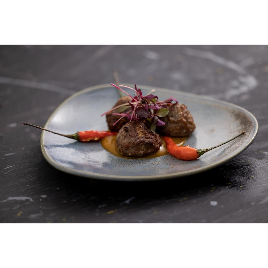 Olympia Ember Triangle Plates Blue 190mm (6 Pack)