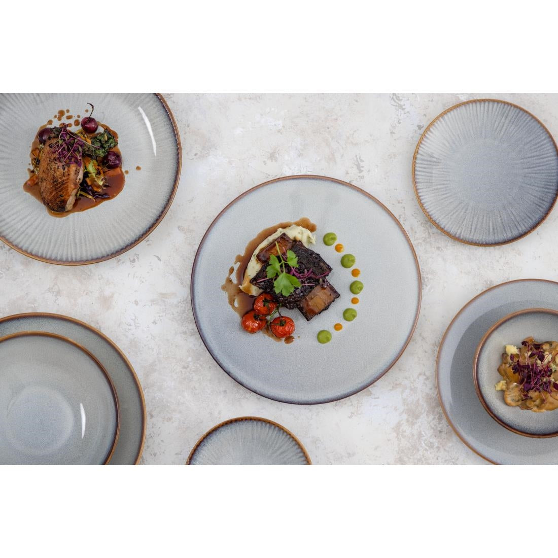 Olympia Drift Embossed Coupe Low Bowls 260mm (4 Pack)