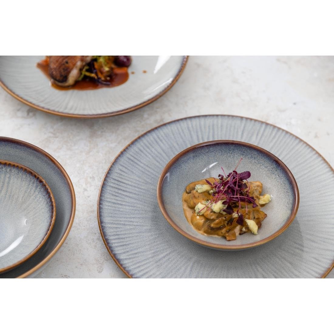 Olympia Drift Embossed Coupe Low Bowls 260mm (4 Pack)