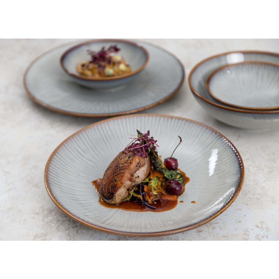 Olympia Drift Embossed Coupe Low Bowls 260mm (4 Pack)