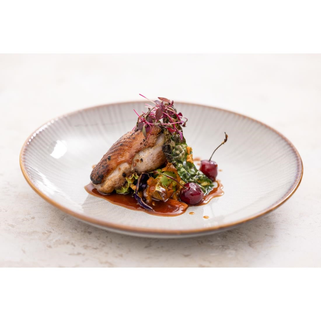 Olympia Drift Embossed Coupe Low Bowls 260mm (4 Pack)