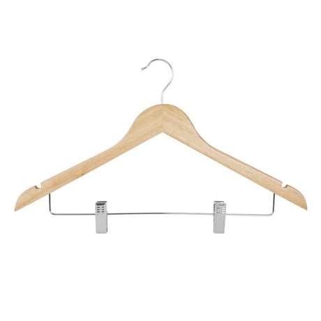 Bolero Wooden Hanger with Anti-Slip Clips (10 Pack)