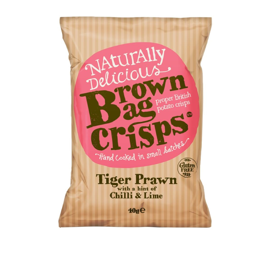 Brown Bag Crisps Tiger Prawn Chilli and Lime 40g (20 Pack)