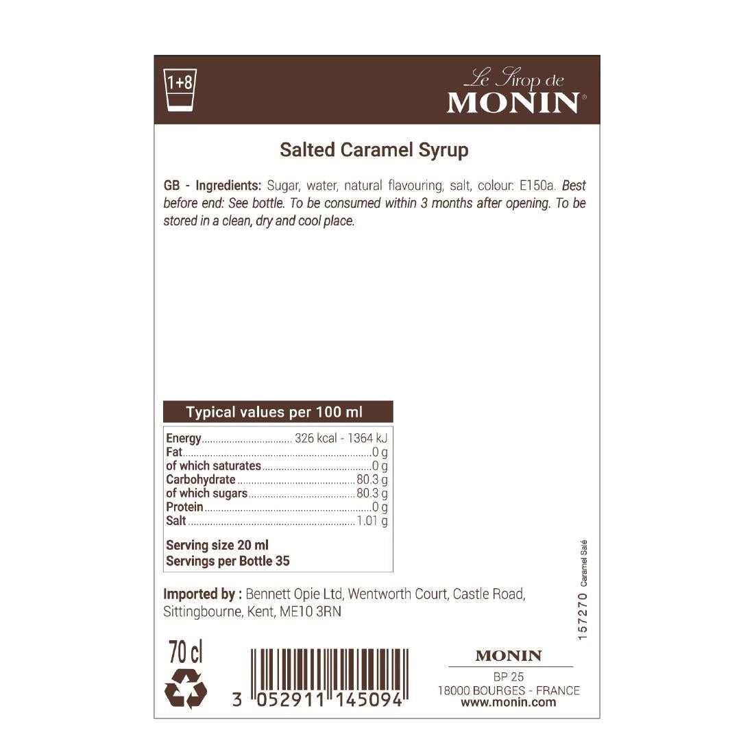 Monin Premium Salted Caramel Syrup 700ml