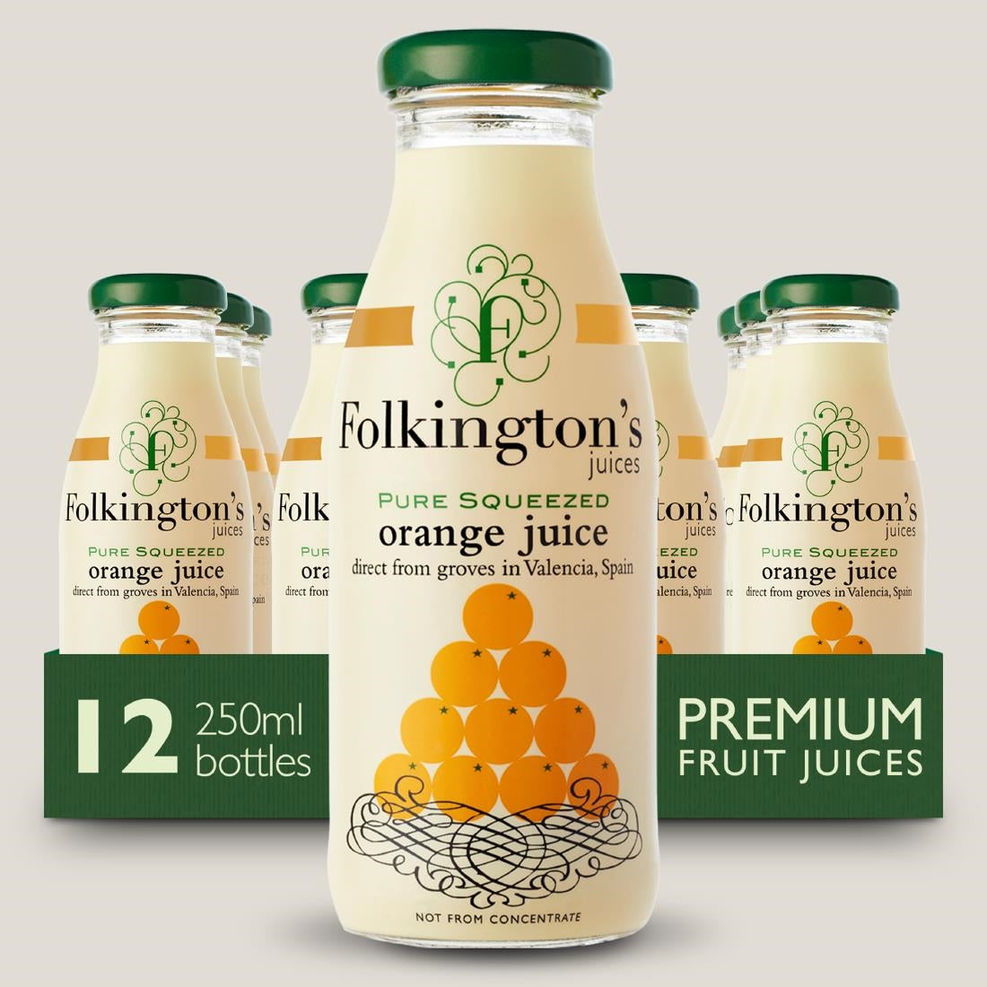 Folkington's Juices Orange Glass Bottle 250ml (12 Pack)