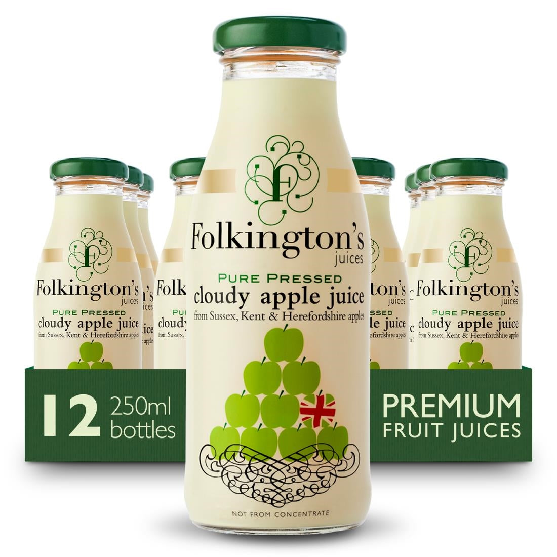 Folkington's Juices Apple Glass Bottle 250ml (12 Pack)