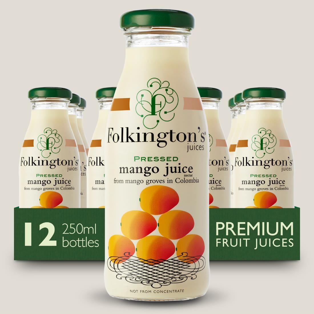 Folkington's Juices Mango Glass Bottle 250ml (12 Pack)