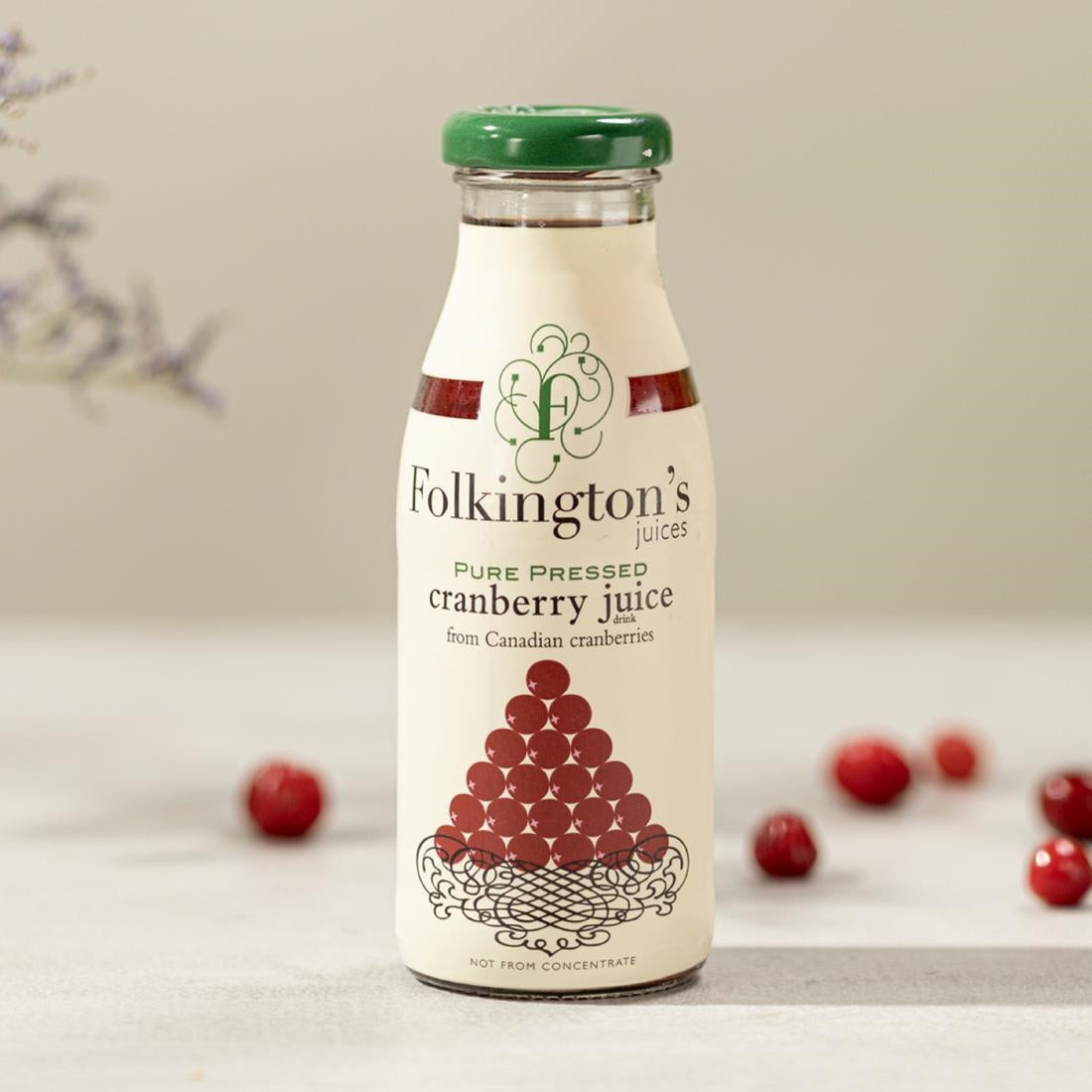 Folkington's Juices Cranberry Glass Bottle 250ml (12 Pack)