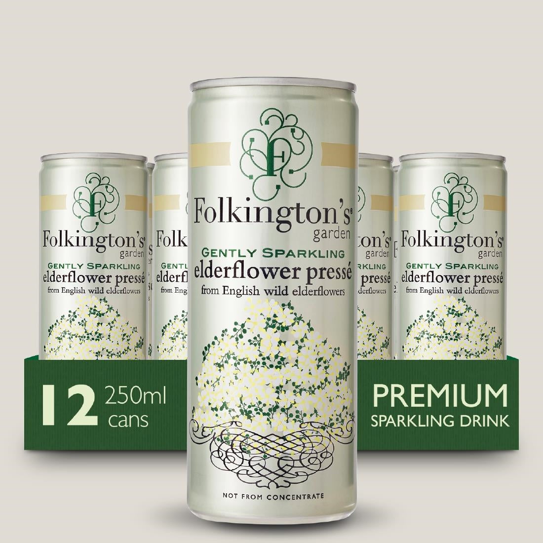 Folkington's Sparkling Drinks Elderflower Can 250ml (12 Pack)