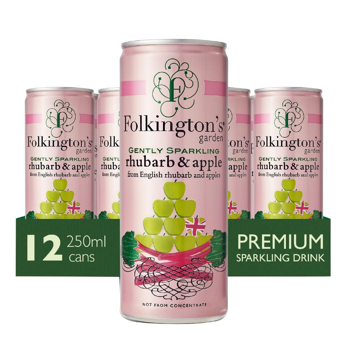 Folkington's Sparkling Drinks Rhubarb & Apple Can 250ml (12 Pack)